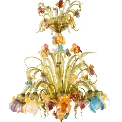 Iris Murano 8 Light Colorful Glass Floral Chandelier