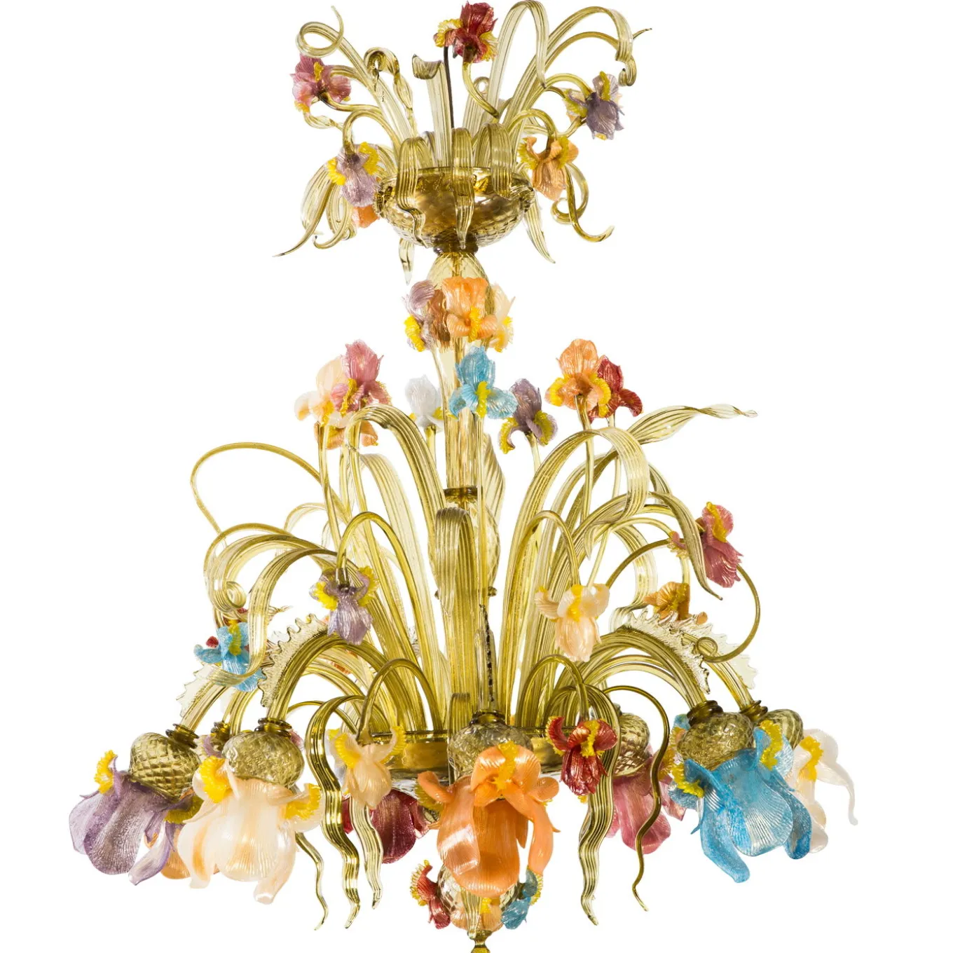 Iris Murano 8 Light Colorful Glass Floral Chandelier