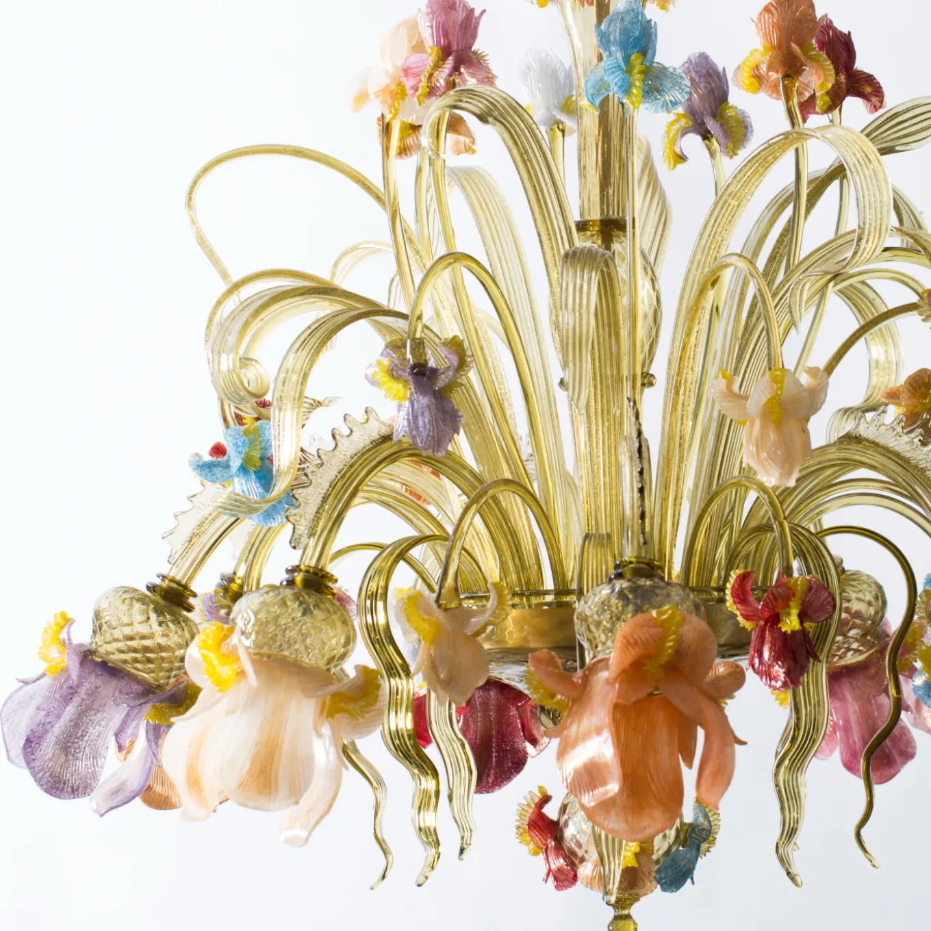 Iris Murano 8 Light Colorful Glass Floral Chandelier