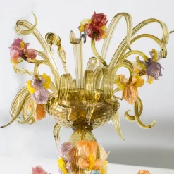Iris Murano 8 Light Colorful Glass Floral Chandelier