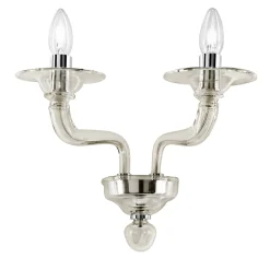 Isabel 2-Light Smoked Mouth-Blown Glass & Chromed Metal Sconce