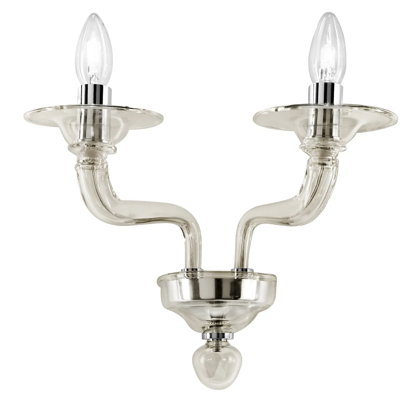 Isabel 2-Light Smoked Mouth-Blown Glass & Chromed Metal Sconce