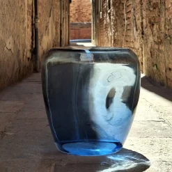 Isola blue Murano glass stool