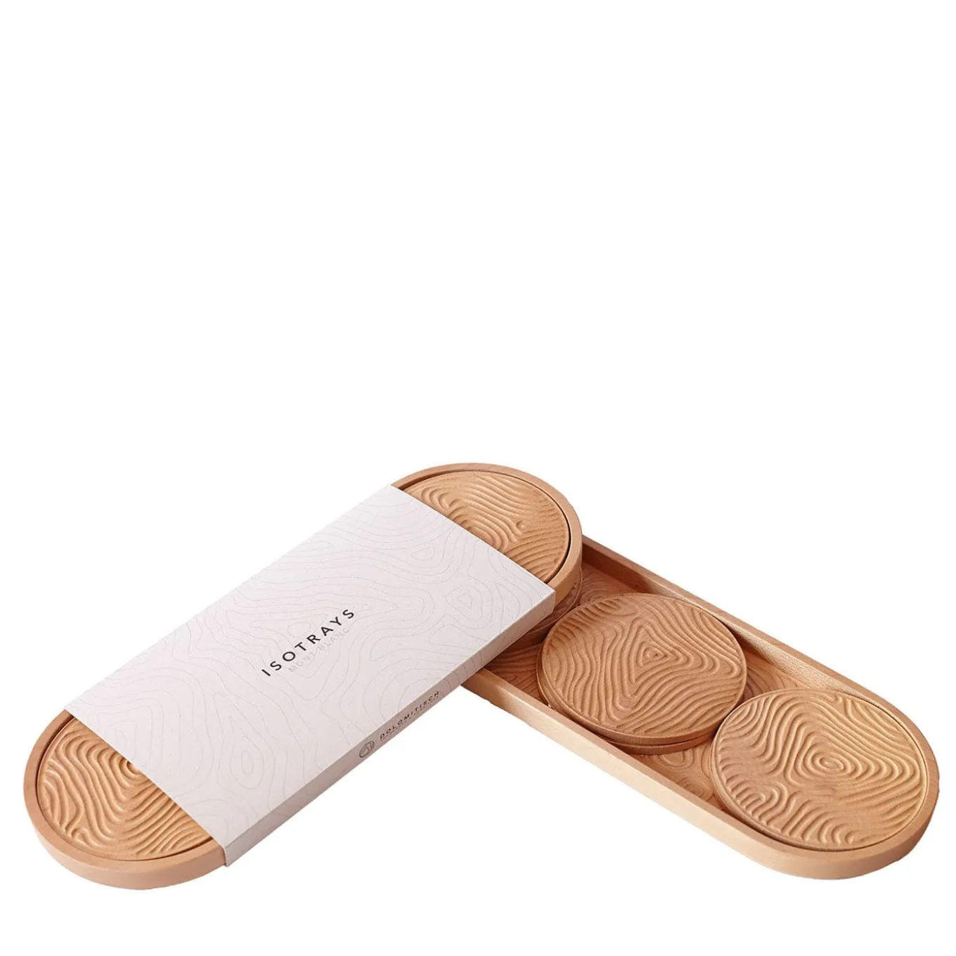 Isotrays Mont Blanc Topographic Set of 6 Maple Wood Coasters