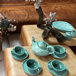 Jade Dining Set of 2 Mottled Teal Plates