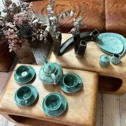 Jade Dining Set of 2 Mottled Teal Plates