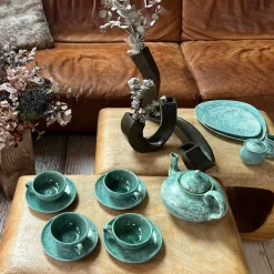Jade Dining Set of 2 Mottled Teal Plates