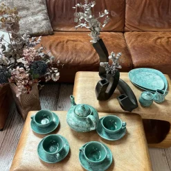 Jade Dining Set of 2 Mottled Teal Plates