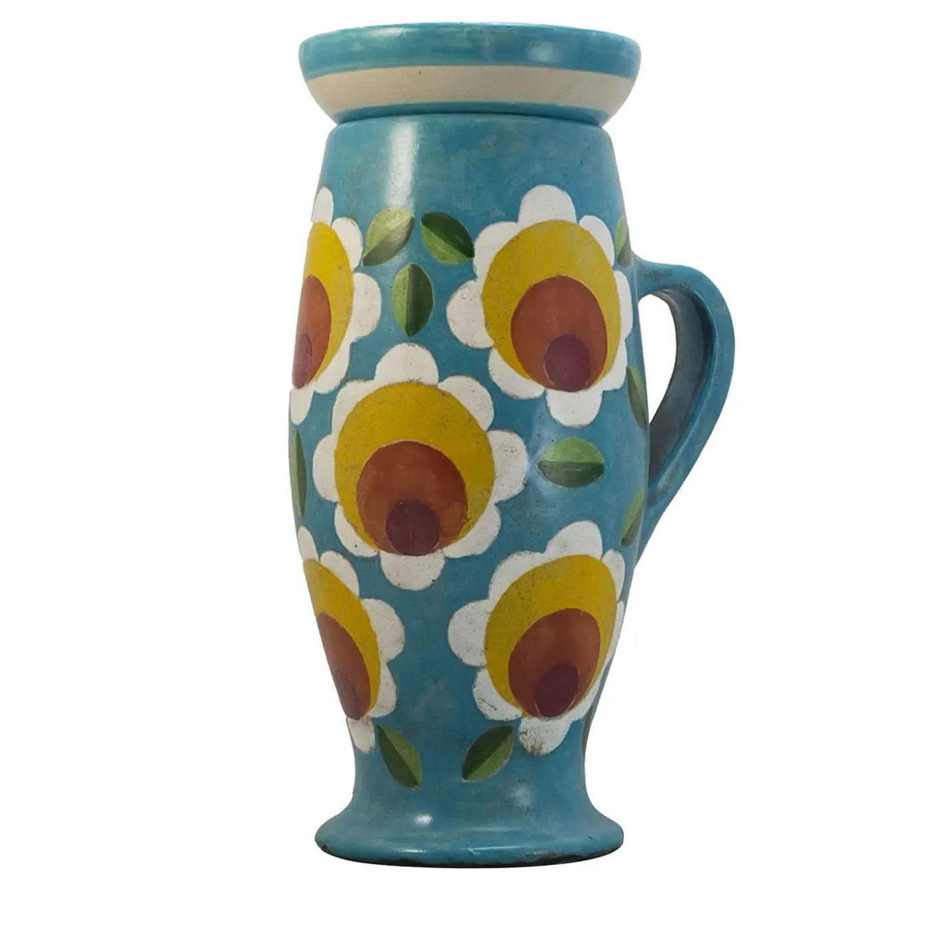 Janis Ceramic Vase with lid with Floral Hand-Painted Design