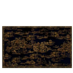 Japanese Toile yellow and black Wallpaper