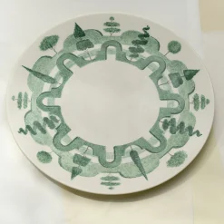 Jardin a l'Italienne Round Green Ceramic Charger Plate