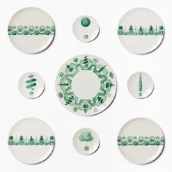 Jardin a l'Italienne Round Green Ceramic Charger Plate