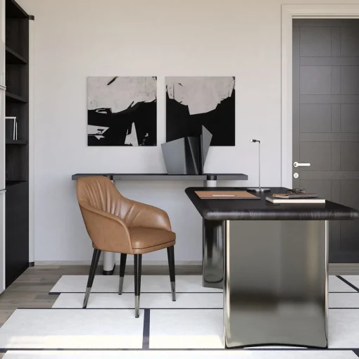 Jean Black Oak Top With Steel Base Desk