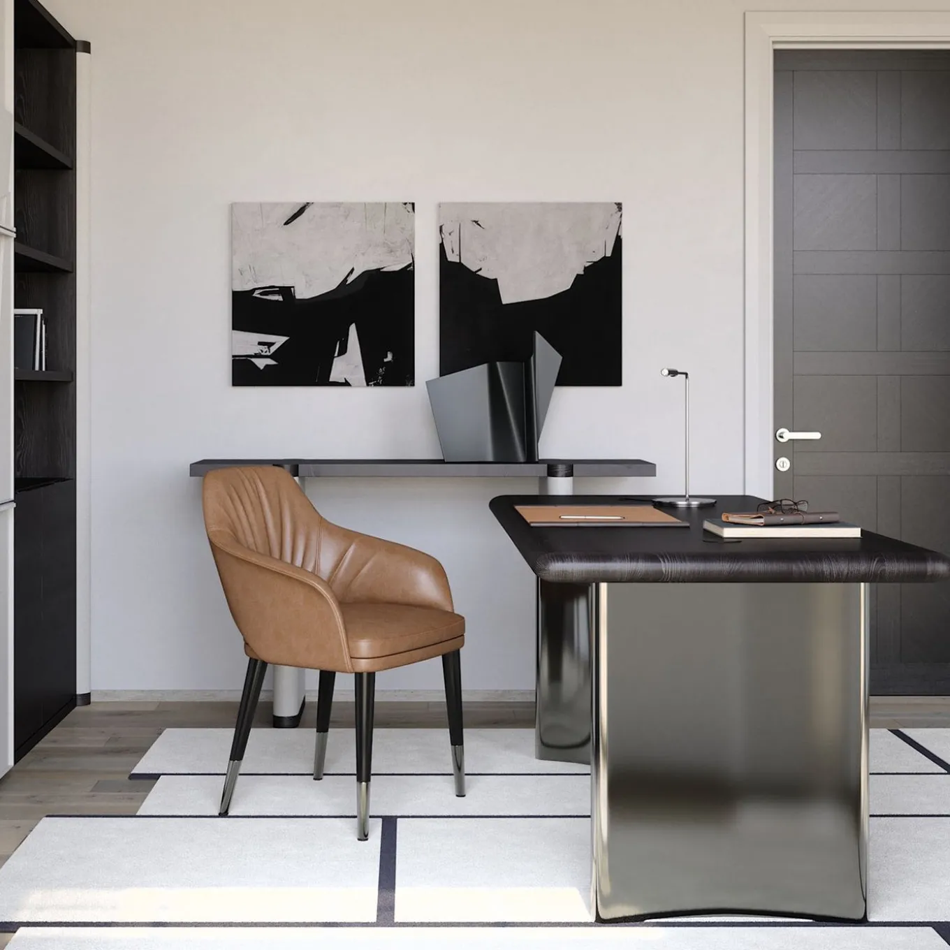 Jean Black Oak Top With Steel Base Desk