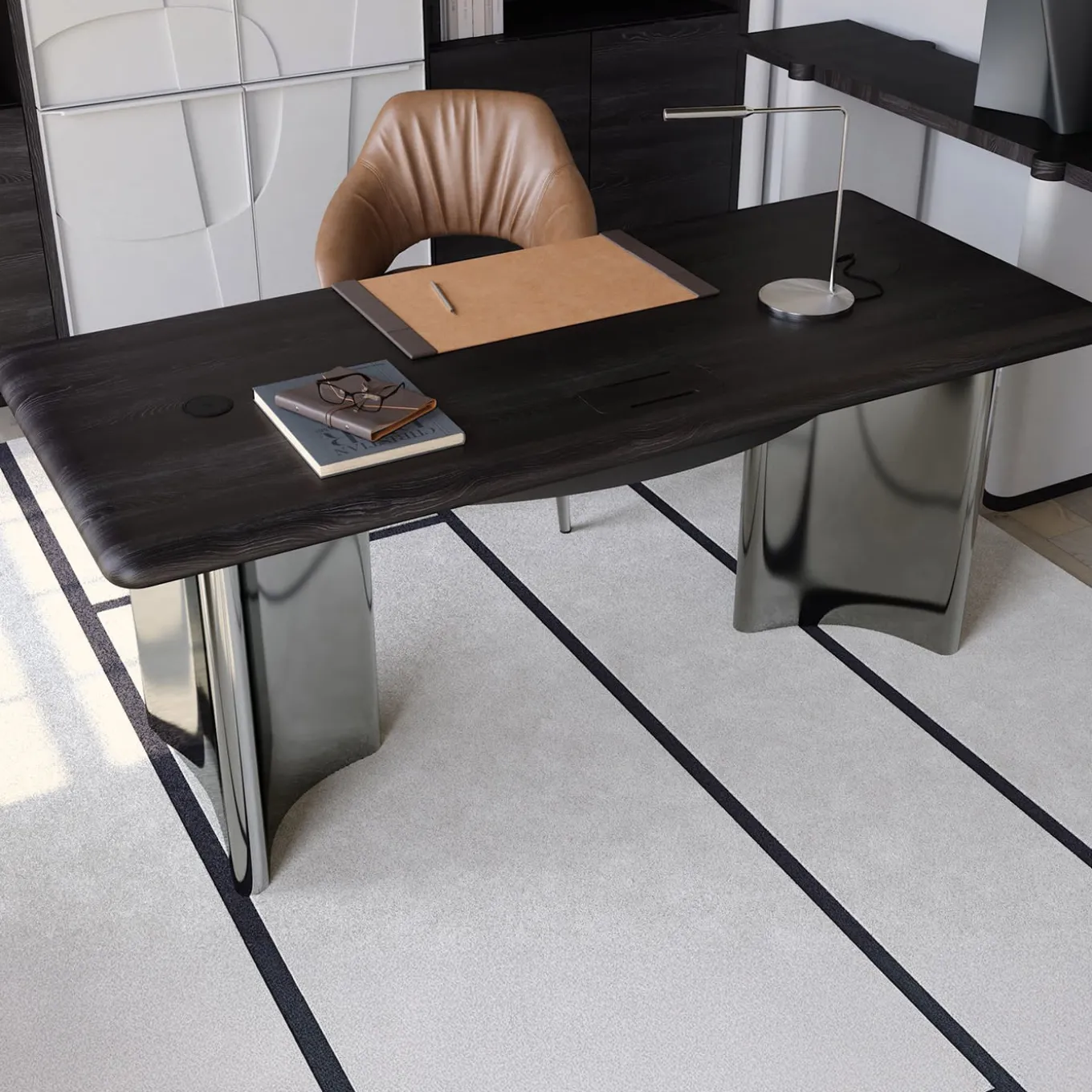 Jean Black Oak Top With Steel Base Desk