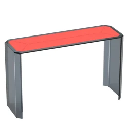 Jean Michel Smoked Grey Glass And Red Leather Console