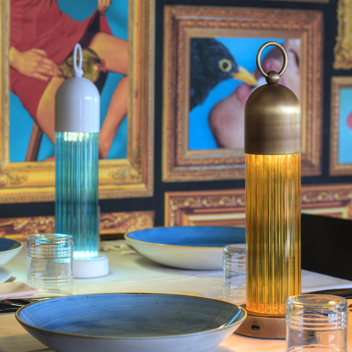 JELLYFISH Blue and White Portable Lamp by Luca Bussacchini