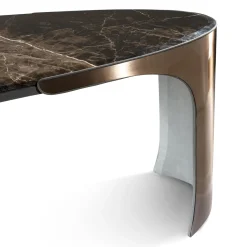 Jet Plane Black Wood And Black Marble Top Writing Desk