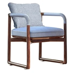 Jiselle S light blue mogano wood outdoor chair
