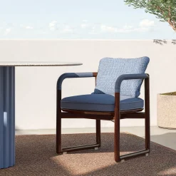 Jiselle S light blue mogano wood outdoor chair