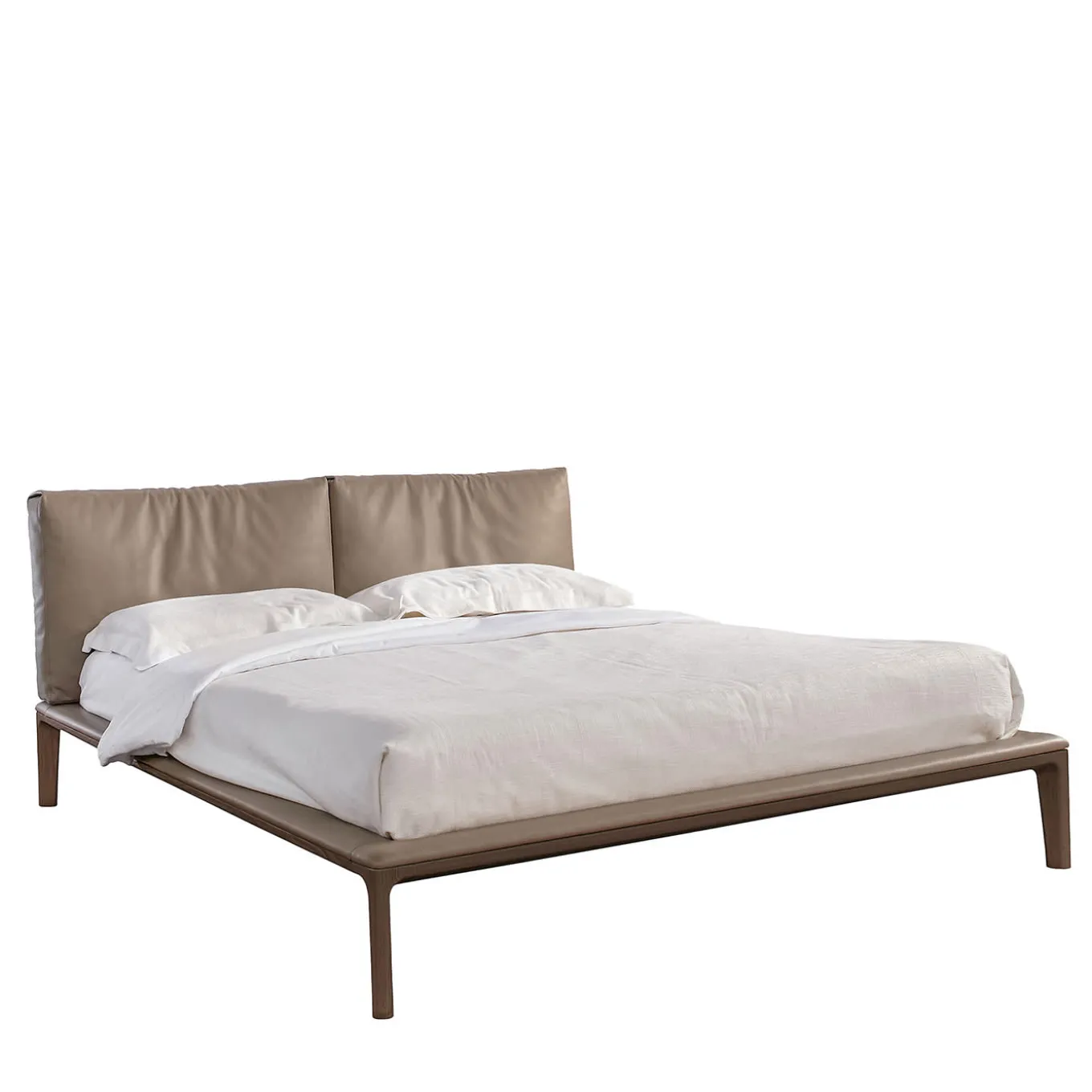 Join Taupe-Leather Double Bed by Giuseppe Bavuso