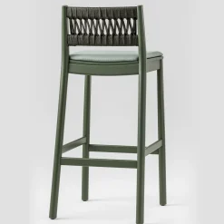 Julie Dark Green Stool with Upholstered Seat by Emilio Nanni