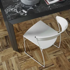 Juliette White Metal Chair by Hannes Wettstein