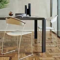 Juliette White Metal Chair by Hannes Wettstein