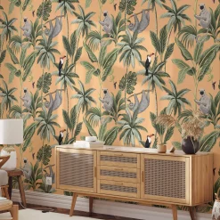 Jungle Wallpaper with Orange Background