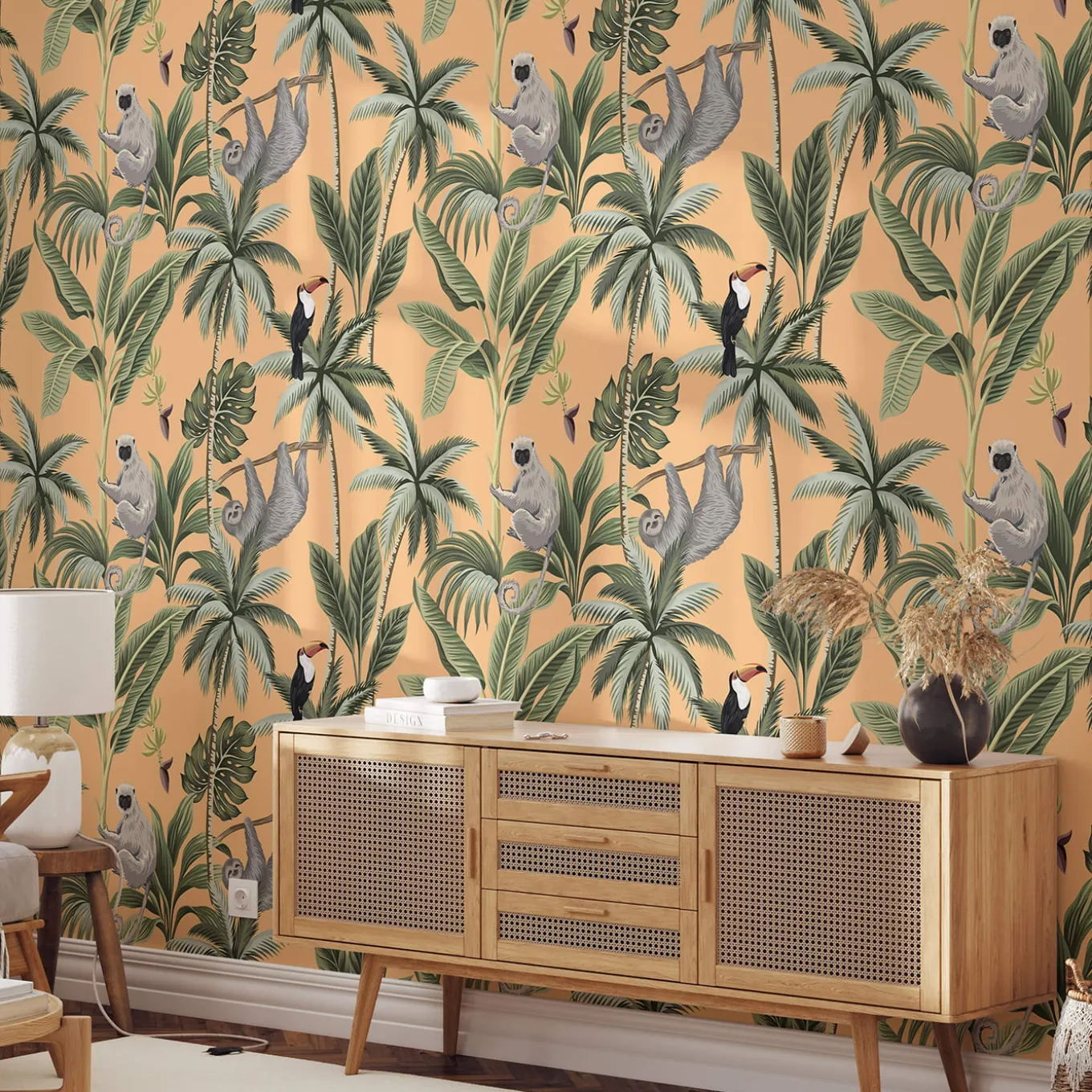 Jungle Wallpaper with Orange Background