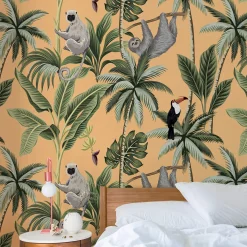 Jungle Wallpaper with Orange Background