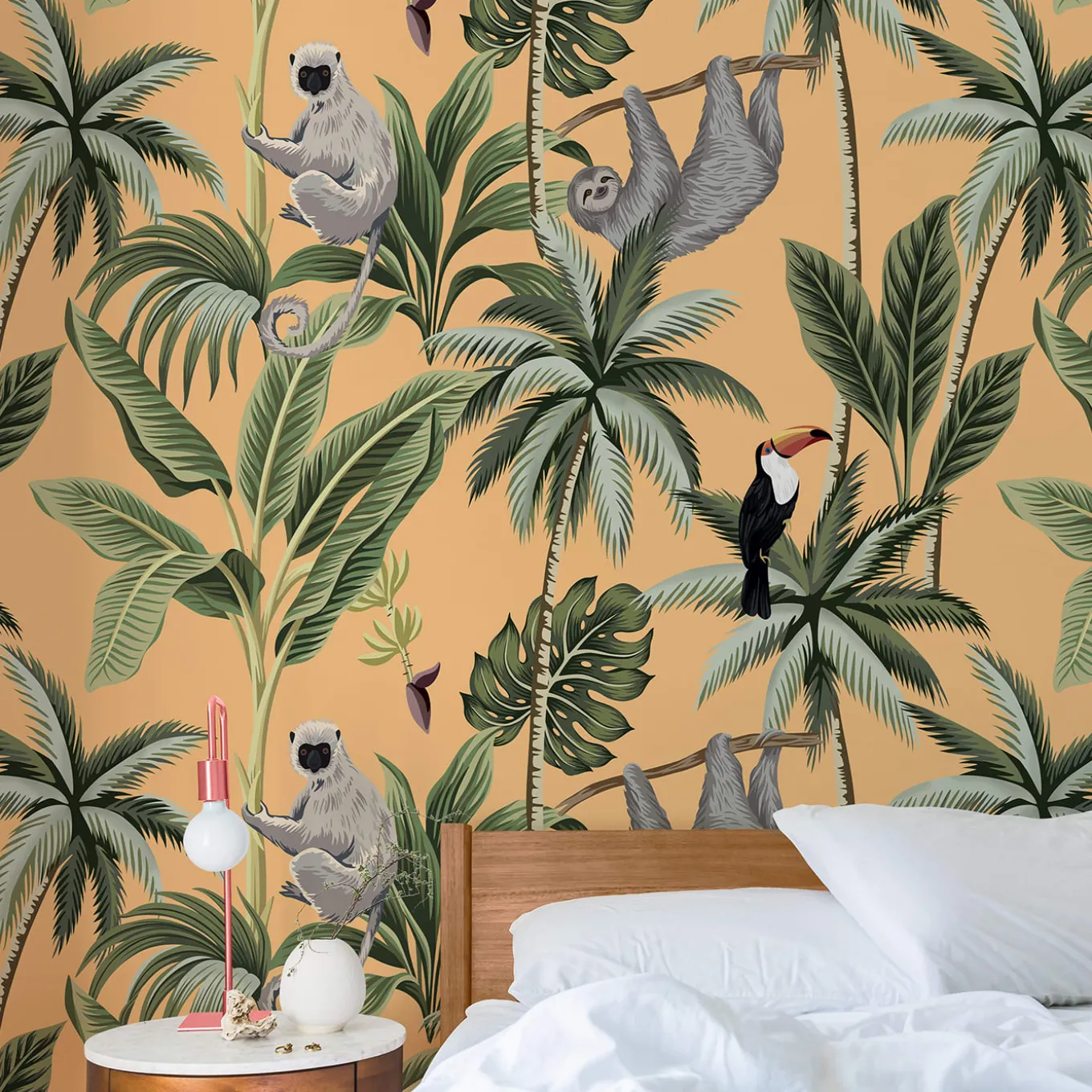 Jungle Wallpaper with Orange Background