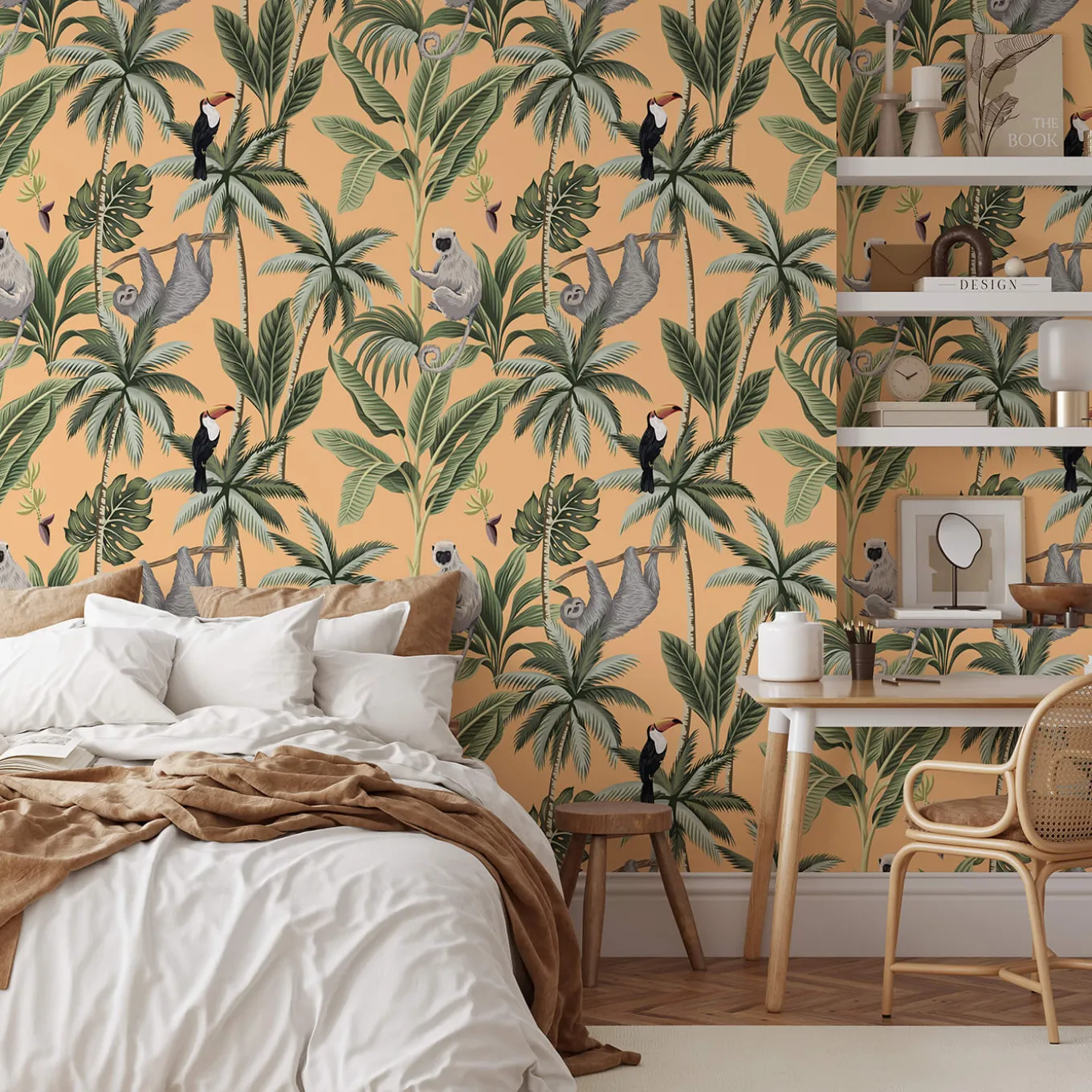 Jungle Wallpaper with Orange Background