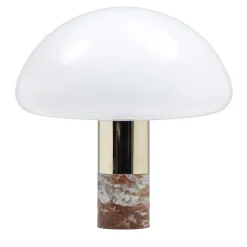 K & W Glossy Brass & Red Marble Table Lamp