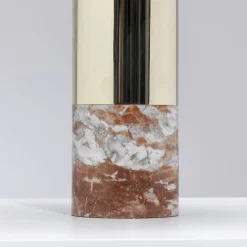 K & W Glossy Brass & Red Marble Table Lamp
