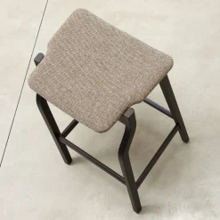 Kalea High Stool in Ash with Upholstered Seat by Lorenz+Kaz