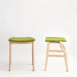 Kalea Low Stool in Ash with Upholstered Seat by Lorenz+Kaz #1