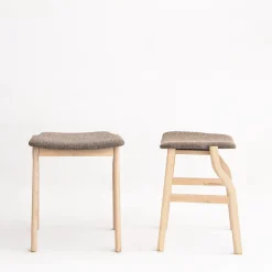 Kalea Low Stool in Ash with Upholstered Seat by Lorenz+Kaz #2