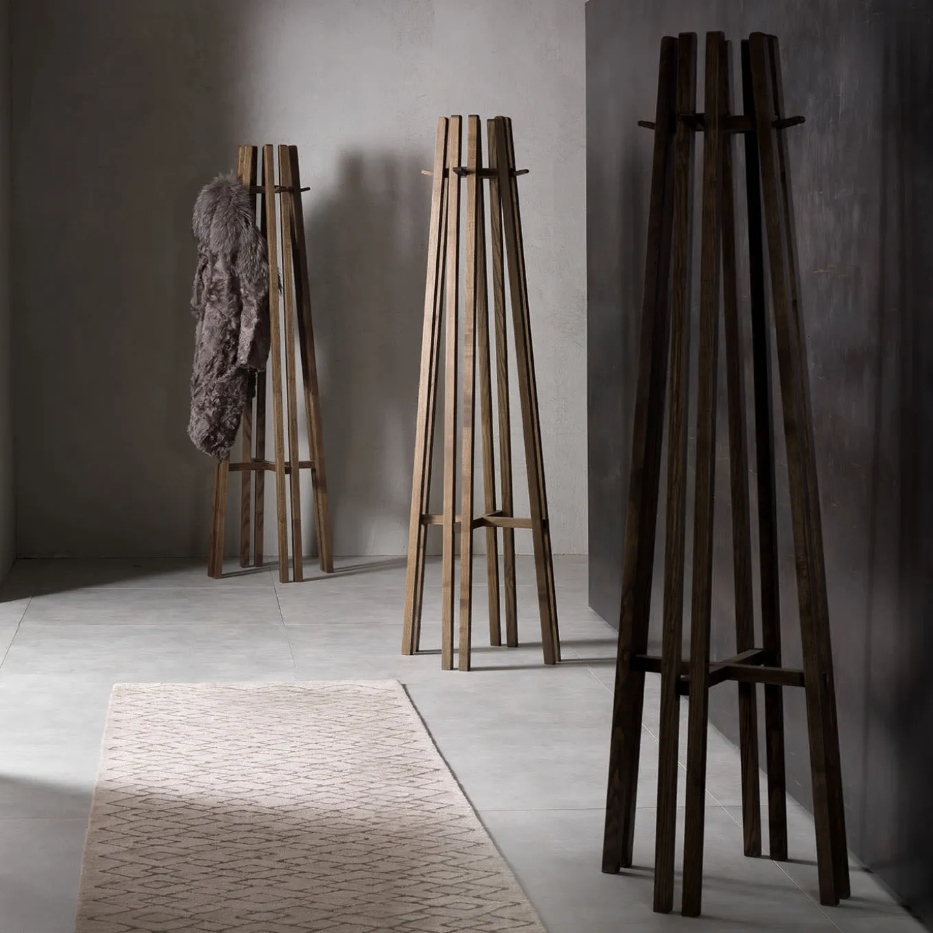 Kali Ash Stained Walnut Coat Rack by Fabio Rebosio