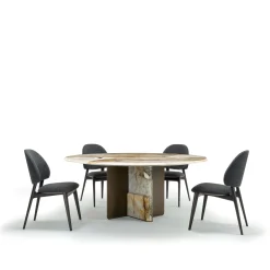 Kalos ED/50 604-180 Dining Table With Patagonia Marble Lazy Susan