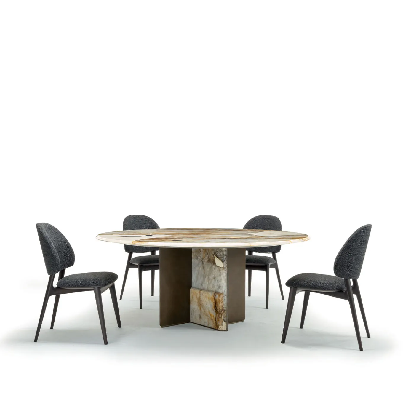 Kalos ED/50 604-180 Dining Table With Patagonia Marble Lazy Susan