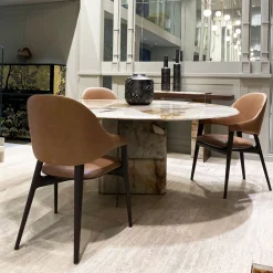 Kalos ED/50 604-180 Dining Table With Patagonia Marble Lazy Susan