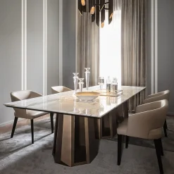 Kandinsky Gold Calacatta Marble Dining Table by Massimiliano Raggi