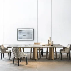 Kandinsky Gold Calacatta Marble Dining Table by Massimiliano Raggi