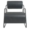 Kate Black Leather Lounge Chair and Pouf