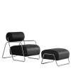 Kate Style Black Leather Lounge Chair with Footrest