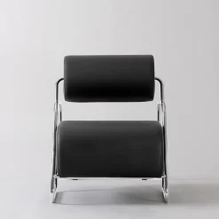 Kate Style Black Leather Lounge Chair with Footrest