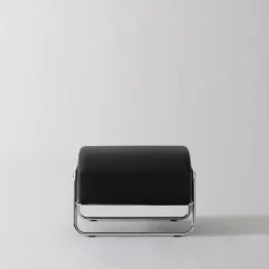 Kate Style Black Leather Lounge Chair with Footrest