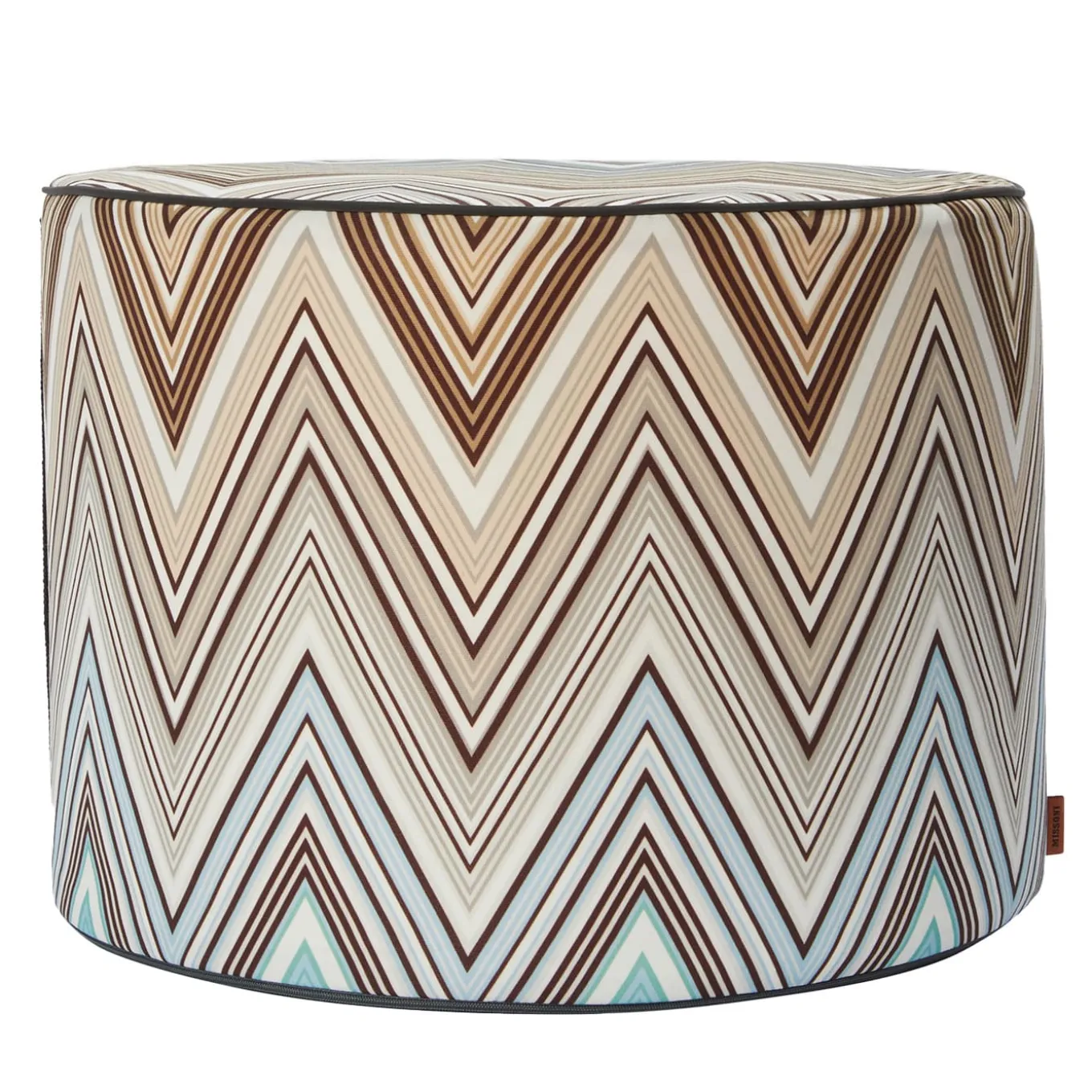 Kew Cylindrical Zigzag Pattern Outdoor Pouf #1