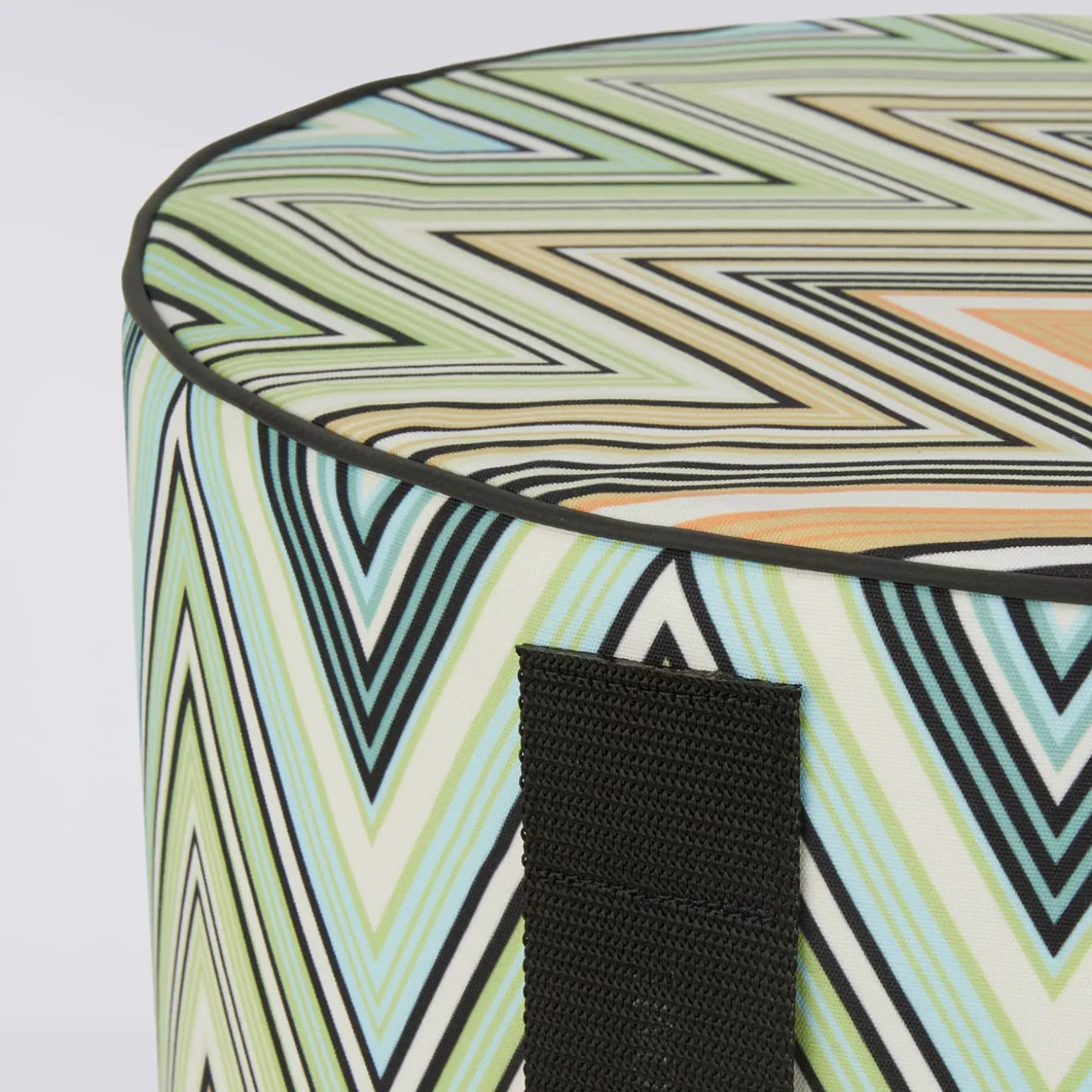 Kew Cylindrical Zigzag Pattern Outdoor Pouf #4
